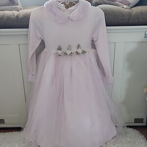 Marmellata Pink Velvet Faux Fur Tulle Dress Size 6 Kdr3